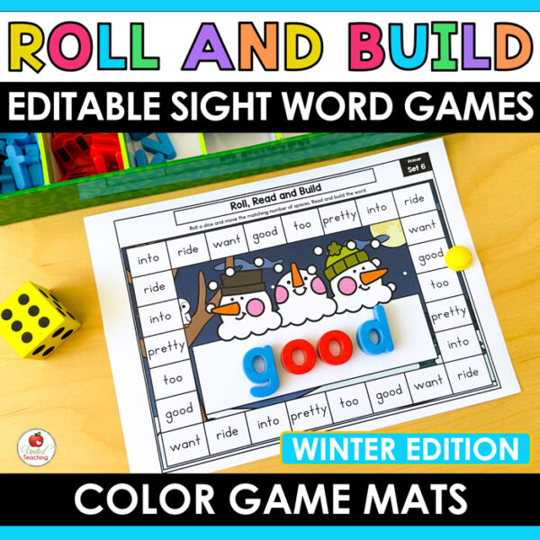 Roll and Build Winter Sight Word Games Cover