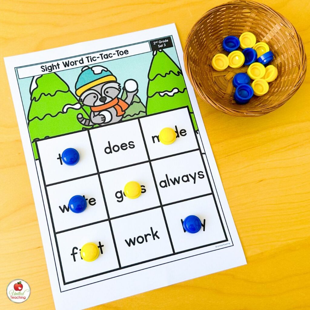 Winter Sight Word Tic Tac Toe Game