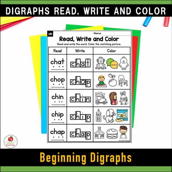 Digraphs Read Write and Color Worksheets Packet - Image 9