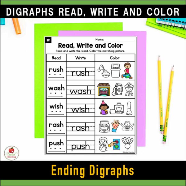 Digraphs Read Write and Color Worksheets Packet - Image 10