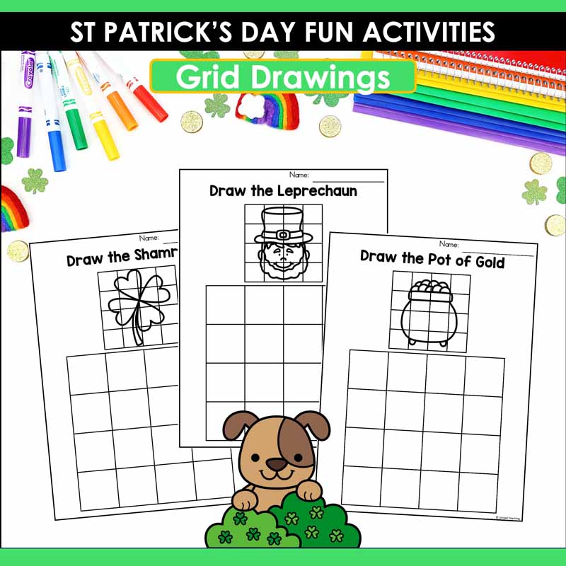 St Patrick's Day Grid Drawings