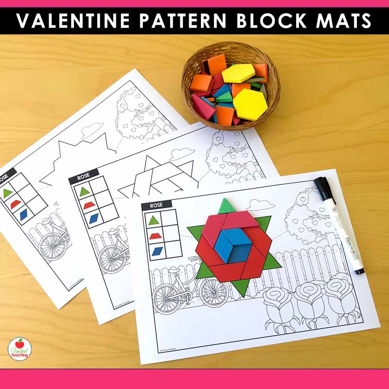 Low ink versions of the Valentine's Day Pattern Block Mats