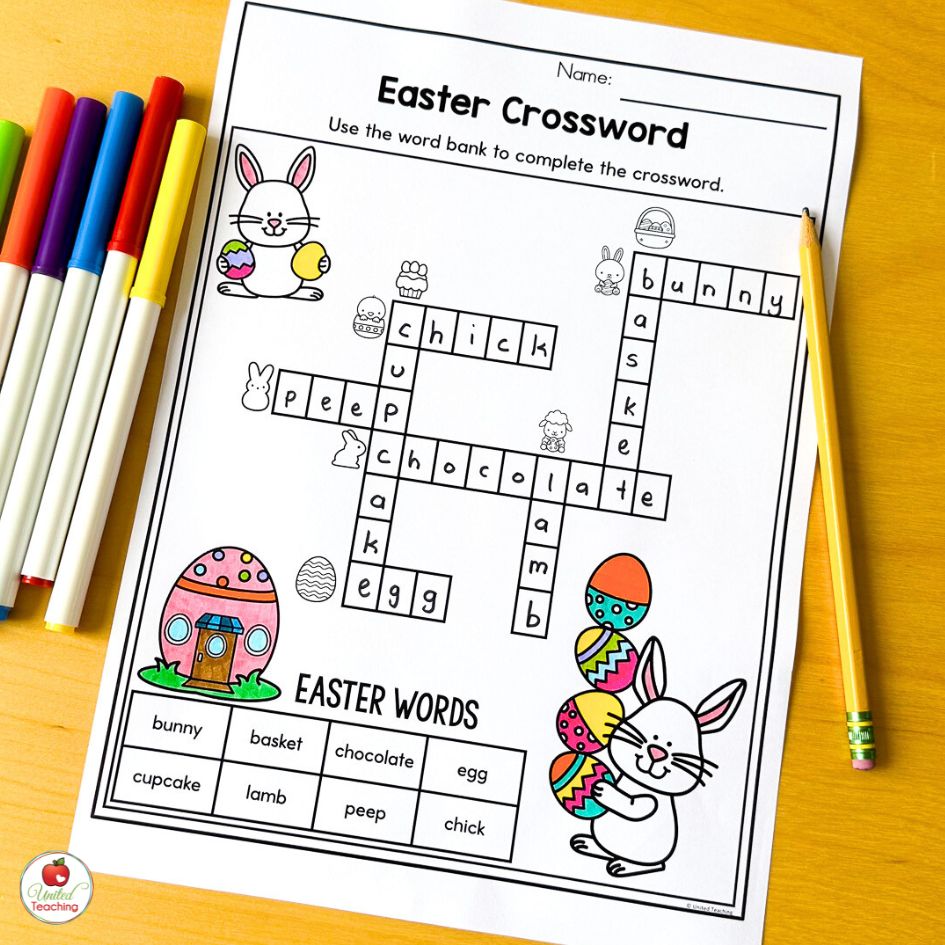 Easter Crossword Activity for Kindergarten
