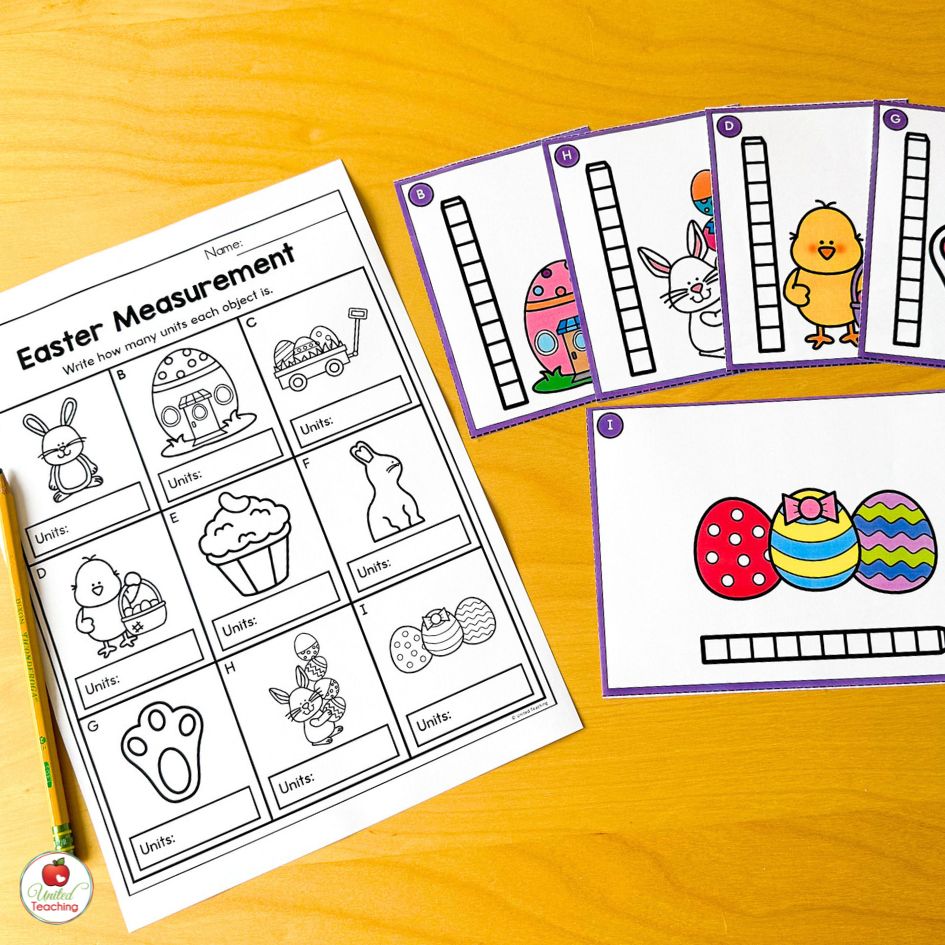 Easter Measurement Math Center and Worksheet Activity