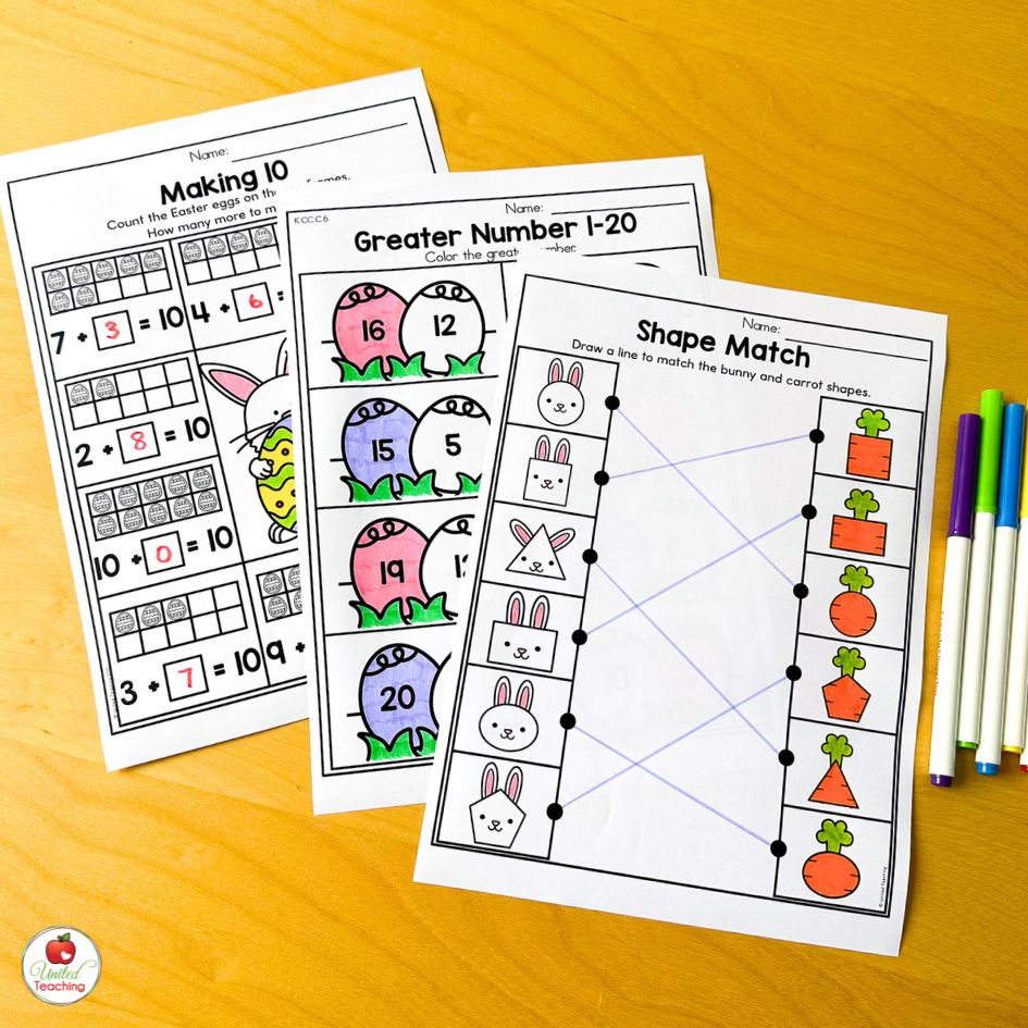 Easter No Prep Kindergarten Math Activities