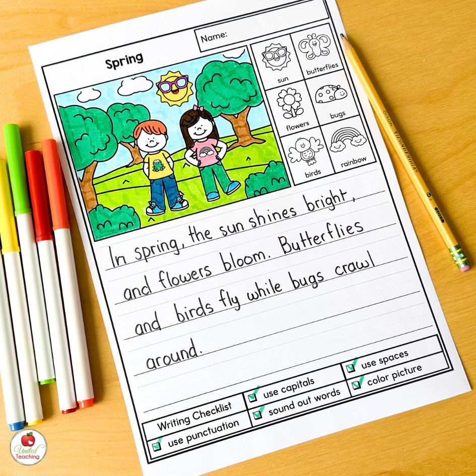 Signs of Spring March Writing Prompt for kindergarten and 1st Grade
