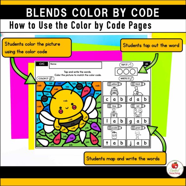 Blends Color by Code Summer Worksheets Packet - Image 4