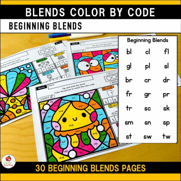 Phonics Color by Code Summer Worksheets Bundle - Image 9