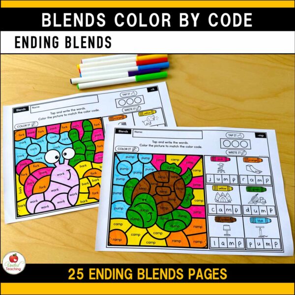Blends Color by Code Summer Worksheets Packet - Image 8