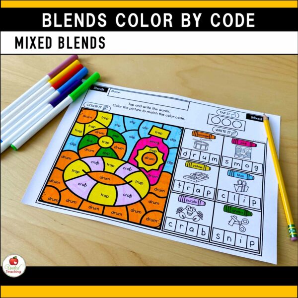 Blends Color by Code Summer Worksheets Packet - Image 10