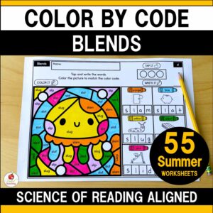 Blends Color by Code Summer Worksheets Packet