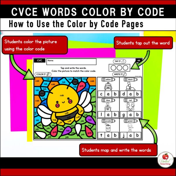 CVCE Words Color by Code Summer Worksheets Packet - Image 4