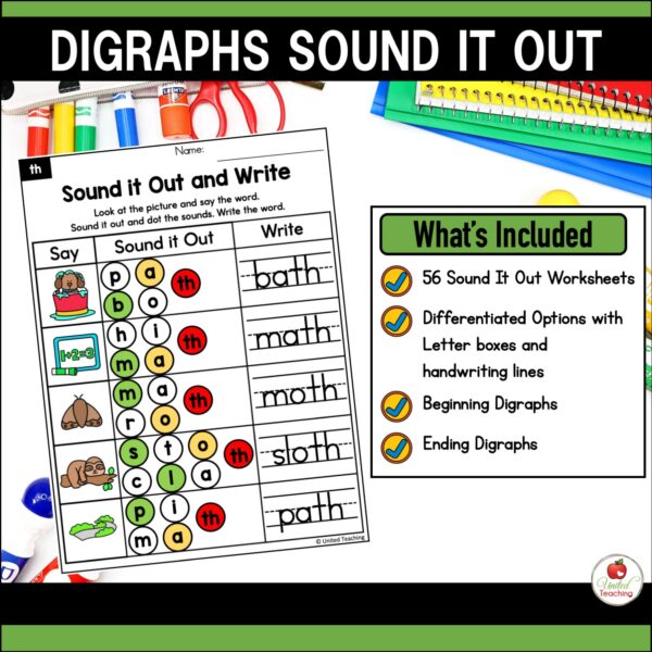 Digraphs Sound It Out Worksheets Packet - Image 2