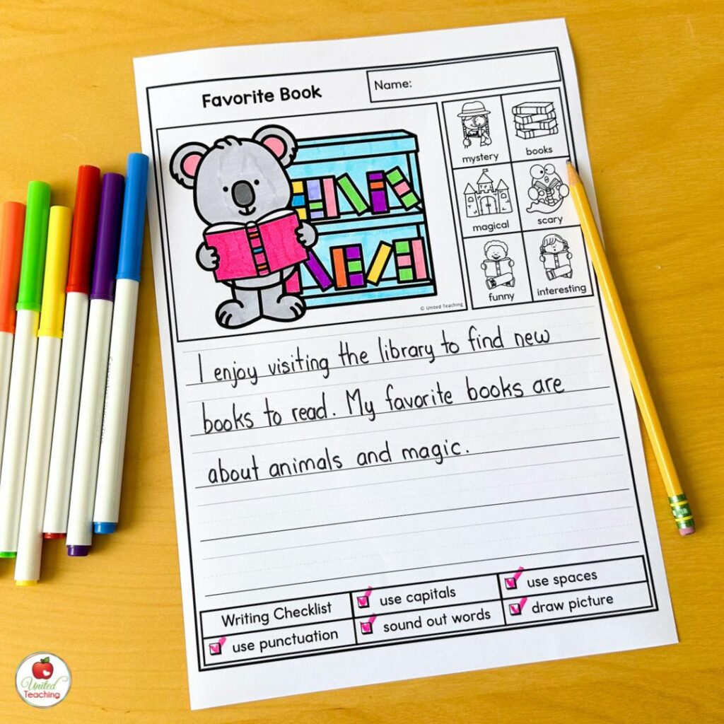 Favorite Book Writing Prompt for Kindergarten Kids