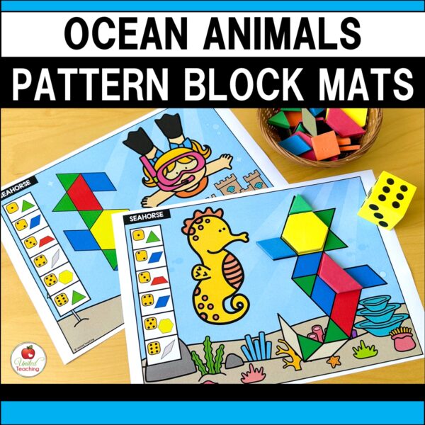 Make a Splash in Your Math Centers with These Ocean Animals Pattern Block Mats Cover
