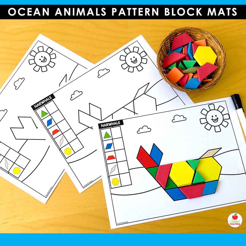 Ocean animals build and count pattern block mats