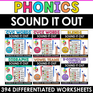 Phonics Sound It Out Worksheets Bundle Cover