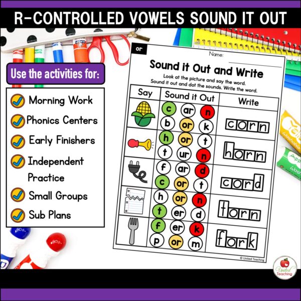 R-Controlled Vowels Sound It Out Worksheets Packet - Image 3