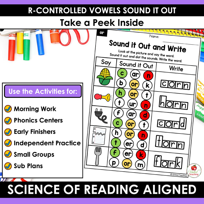 R-Controlled Vowels Sound It Out Worksheets Packet - Image 3