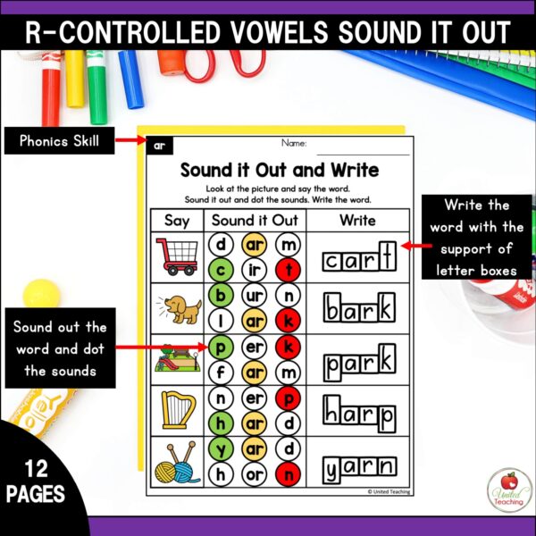 R-Controlled Vowels Sound It Out Worksheets Packet - Image 5