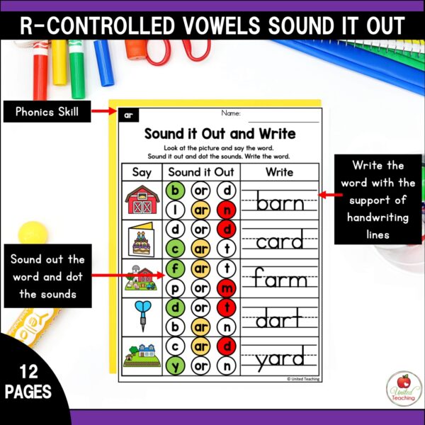 R-Controlled Vowels Sound It Out Worksheets Packet - Image 6