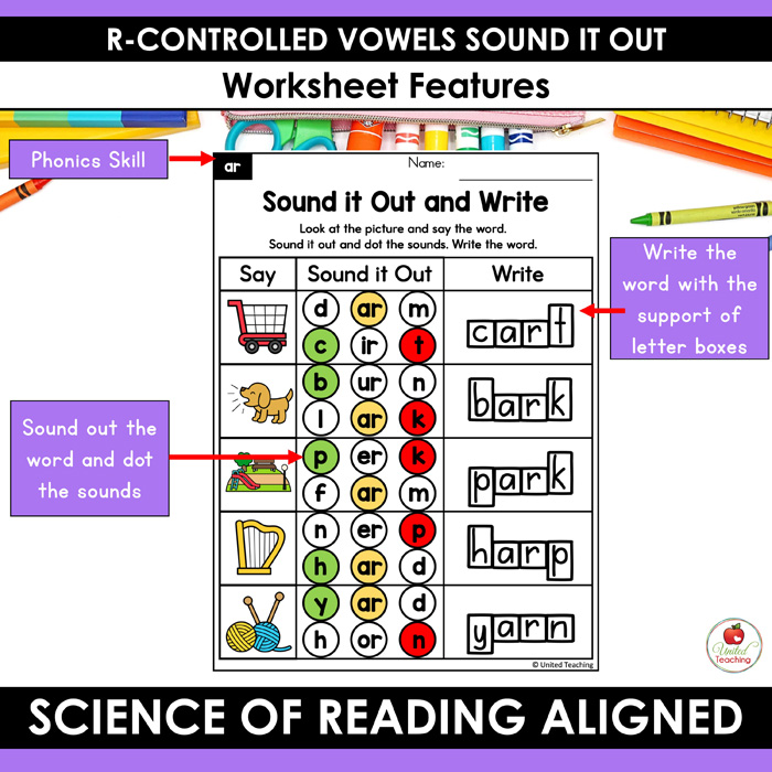 R-Controlled Vowels Sound It Out Worksheets Packet - Image 6