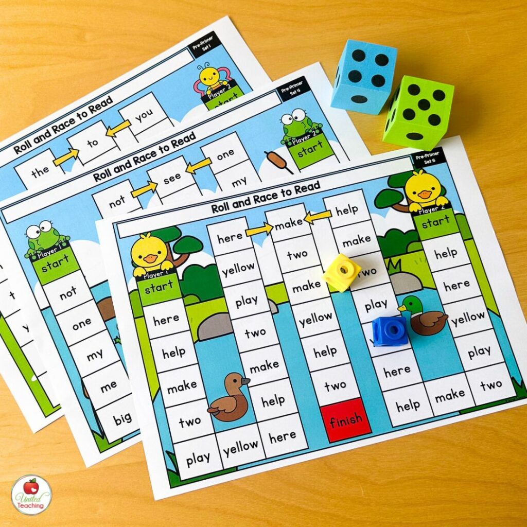 Editable Roll and Read Partner Games for Sight Words
