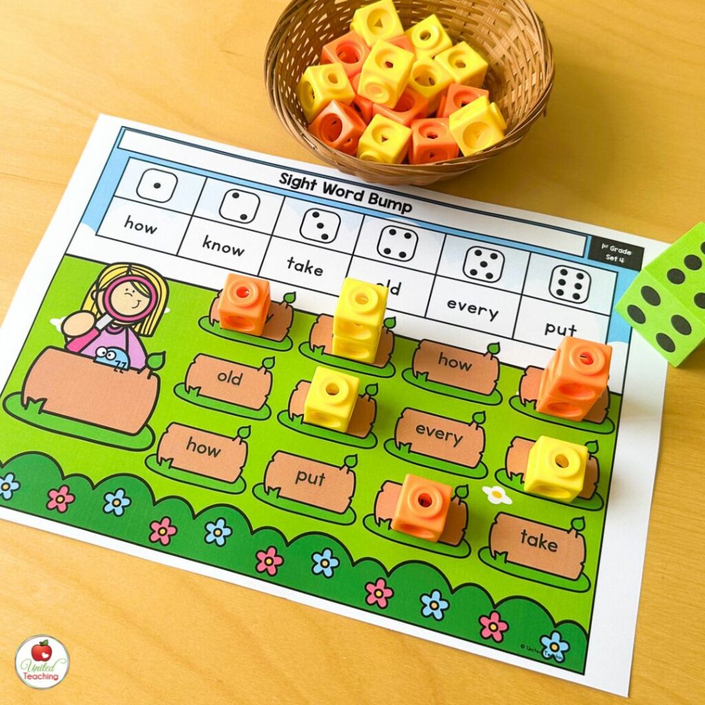 Sight Word Bump Games for Spring