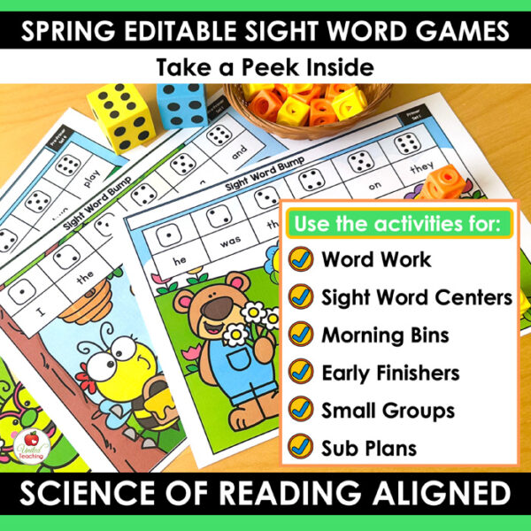 Spring Editable Sight Word Games Bundle - Image 3