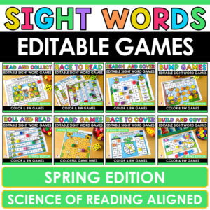 Spring Editable Sight Word Games Bundle Cover