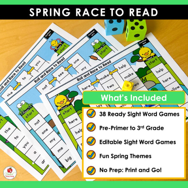Spring Roll and Race to Read Sight Word Partner Games - Image 2