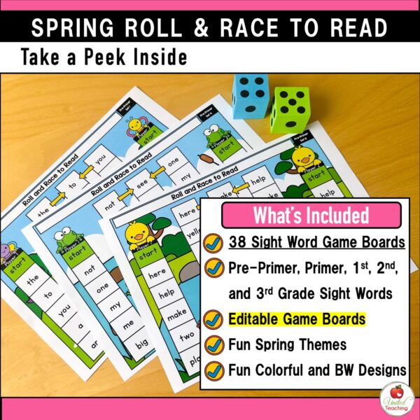 Spring Roll and Race to Read Sight Word Partner Games - Image 2