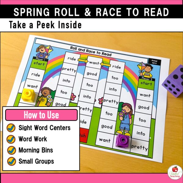 Spring Roll and Race to Read Sight Word Partner Games - Image 3