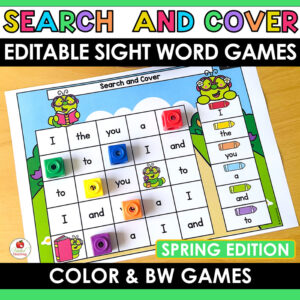 Spring Search and Cover Sight Word Games