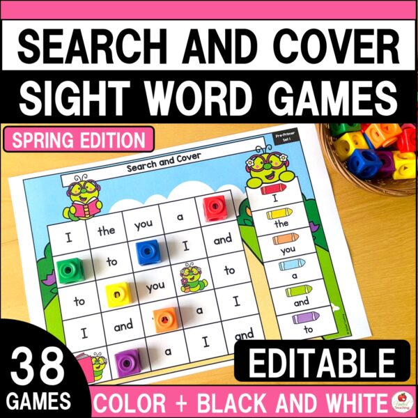 Spring Search and Cover Sight Word Games