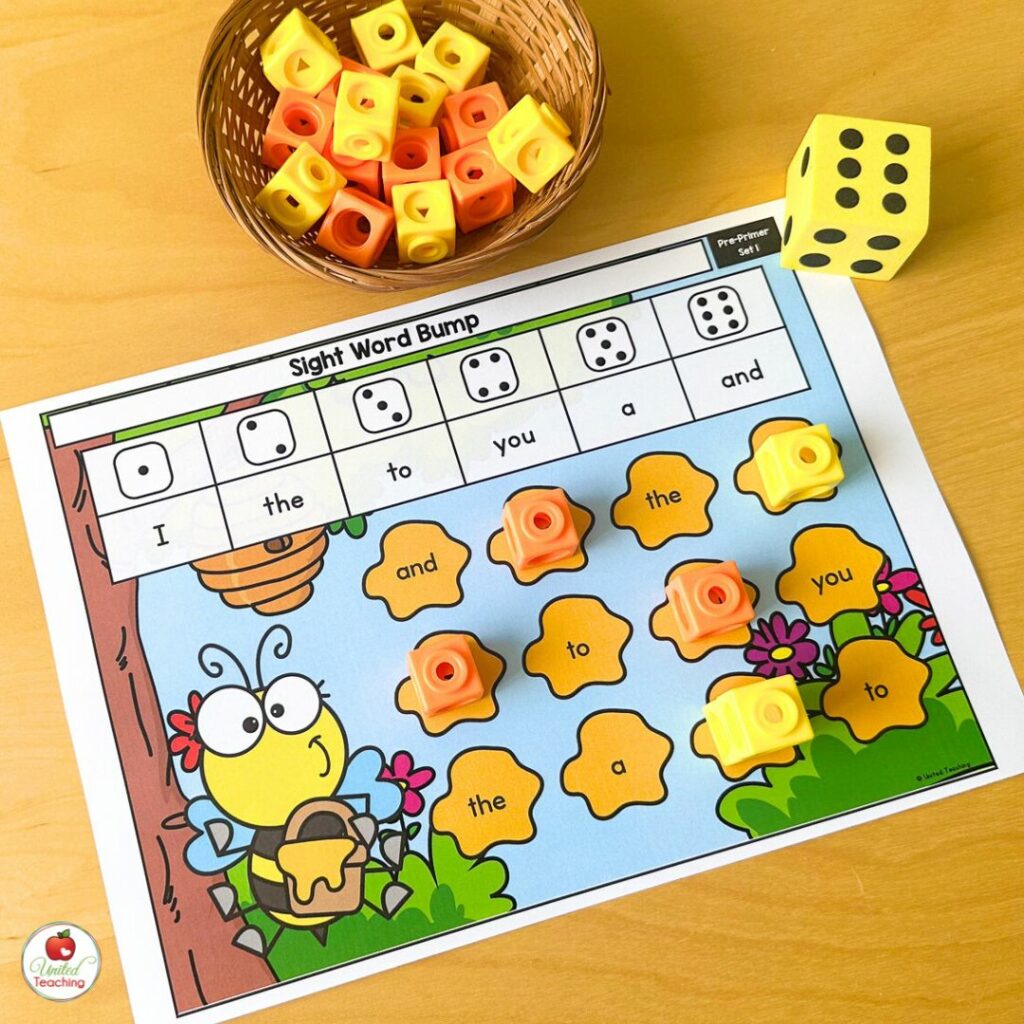 Editable Sight Word Bump Game for Spring
