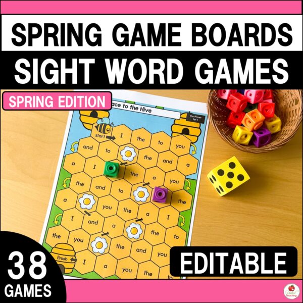 Spring Sight Word Game Boards Cover