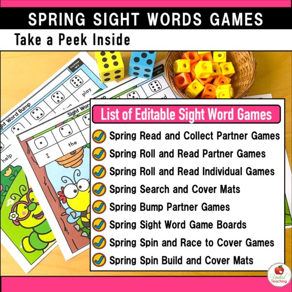 Spring Editable Sight Word Games Bundle - Image 2