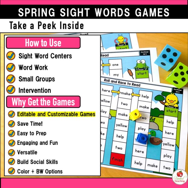 Spring Editable Sight Word Games Bundle - Image 3
