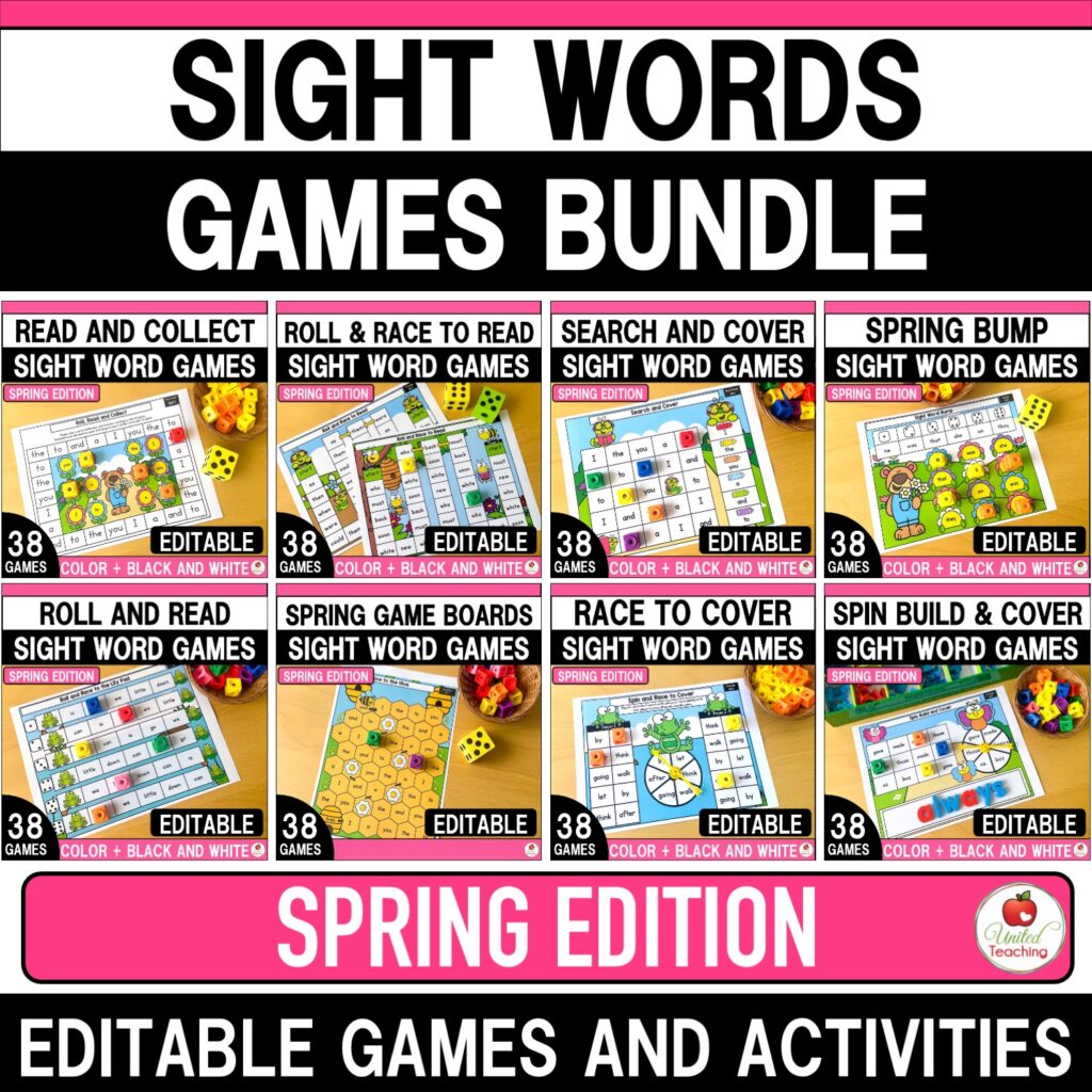 Spring Editable Sight Word Games Bundle Cover