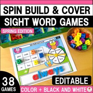 Spring Spin Build and Cover Sight Word Games Cover