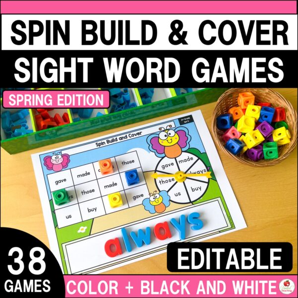 Spring Spin Build and Cover Sight Word Games Cover