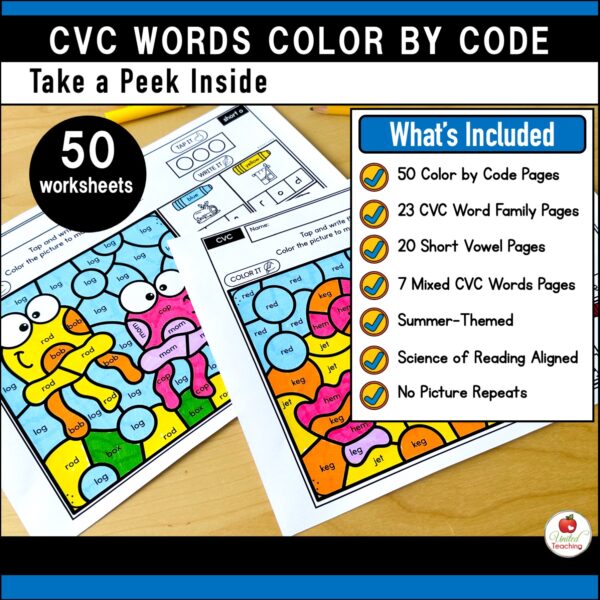 Phonics Color by Code Summer Worksheets Bundle - Image 3