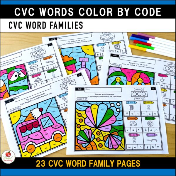 CVC Words Color by Code Summer Worksheets Packet - Image 6