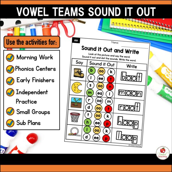 Vowel Teams Sound It Out Worksheets Packet - Image 3