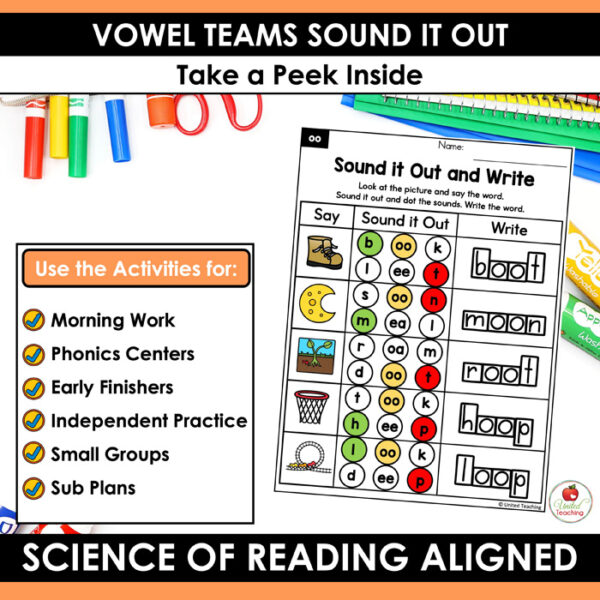 Vowel Teams Sound It Out Worksheets Packet - Image 3