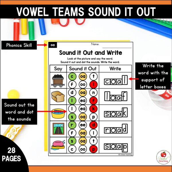 Vowel Teams Sound It Out Worksheets Packet - Image 5