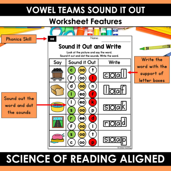 Vowel Teams Sound It Out Worksheets Packet - Image 6