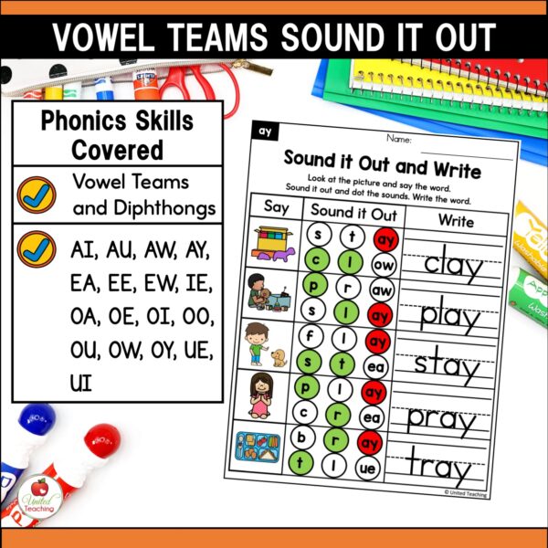 Vowel Teams Sound It Out Worksheets Packet - Image 7