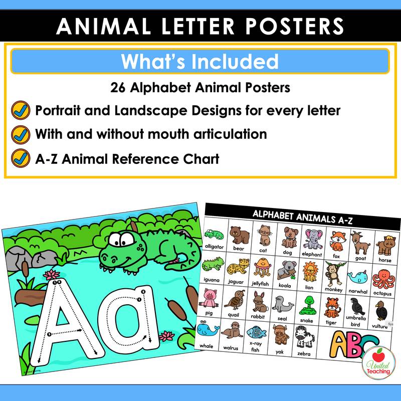 What's included in the Alphabet Animal Letter Posters